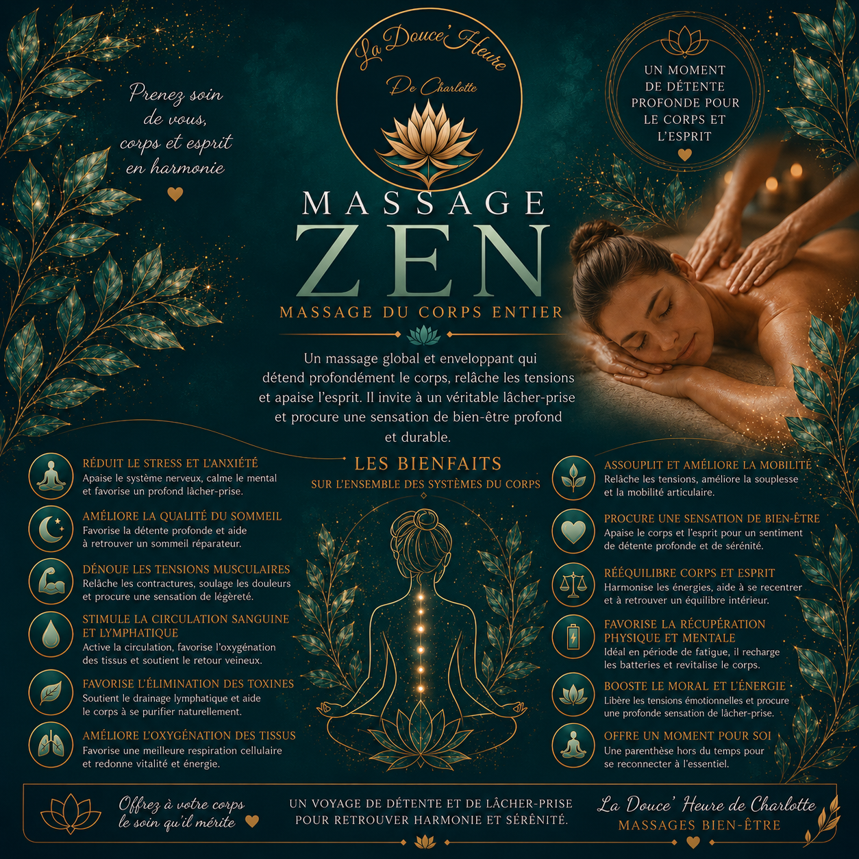 Affiche des bienfaits du massage Zen