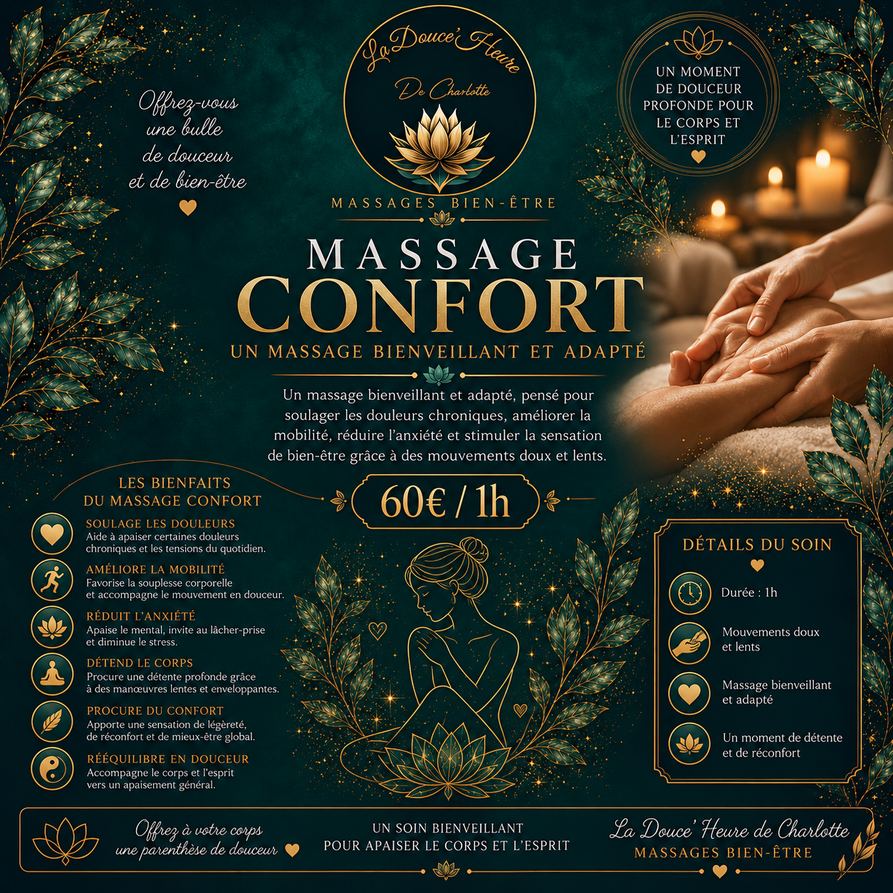 Affiche des bienfaits du massage Confort